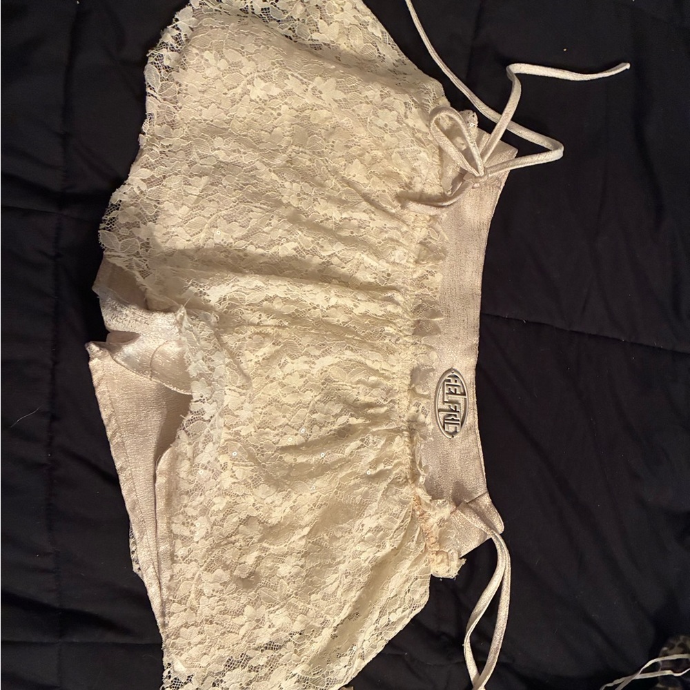 Elegant Cream Lace Mini Skirt